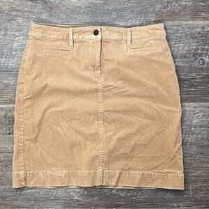 Talbots brown tan corduroy casual straight skirt size 10 petite 10P B101